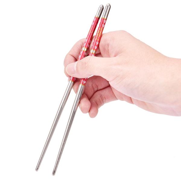

chopsticks 1 pair stainless chinese non-slip flower reusable chop sticks home kitchen table tableware gifts