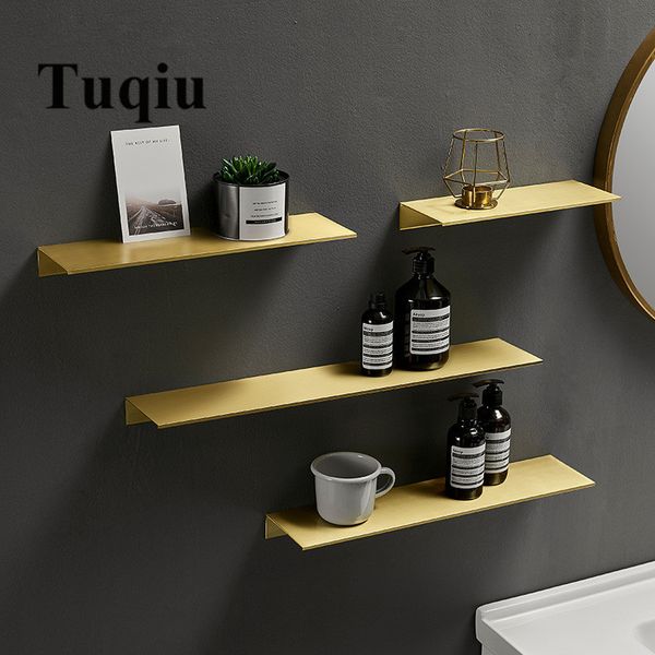 

2021 new bathroom wall mounted or nail shower shelf brushed gold bath shampoo rack aluminum basket holder wz3p