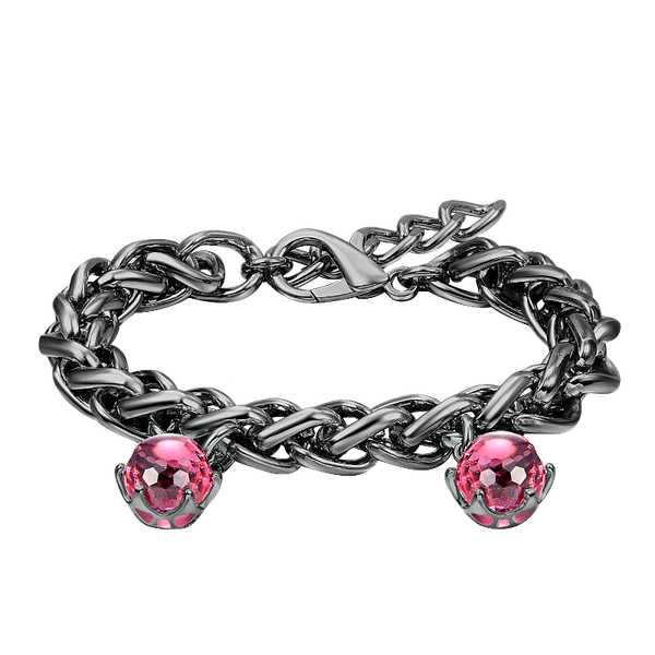 

link, chain elegant fuchsia color bracelet for women thick woven cuban special cut zircon christmas jewelry wb1238gwb1238g, Black