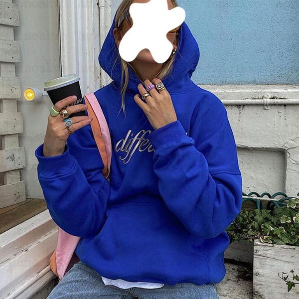 

women's hoodies & sweatshirts oversized women y2k sweatshirt hooded fashion pullover embroidery loose casual coats long sleeve sudadera, Black