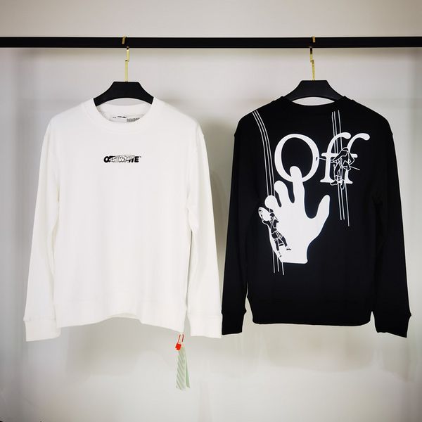 

fashion brand 2021ss new graffiti palm abstract art loose casual men's and women's round neck sweater, Black