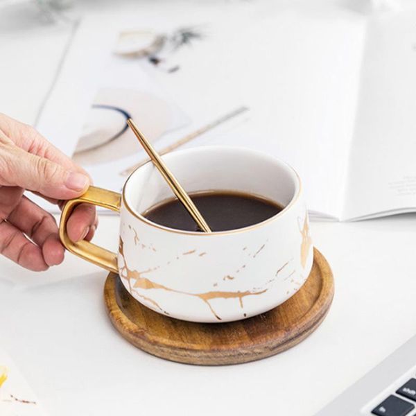 

mugs nordic marble breakfast latte coffee cup set beautiful tea matte luxury condensed ceramic suit with dish spoon
