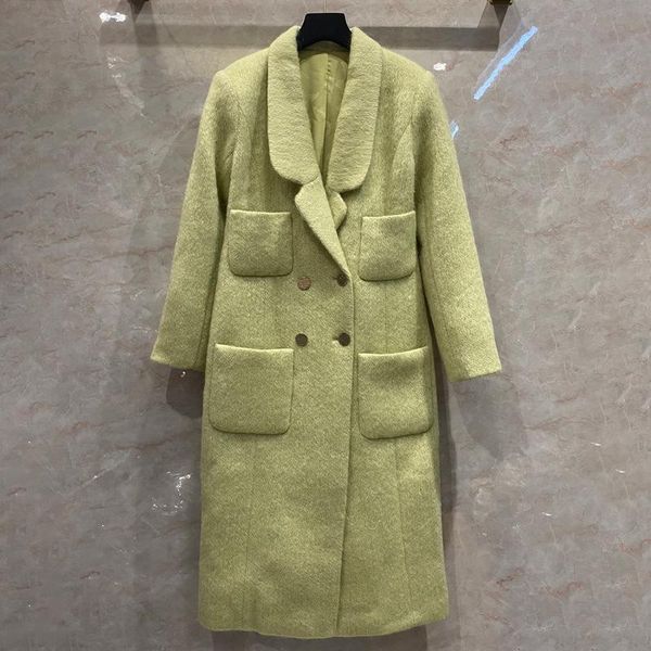 

women's wool & blends 2021 autumn winter designer overcoat chic women tweed coat b017, Black