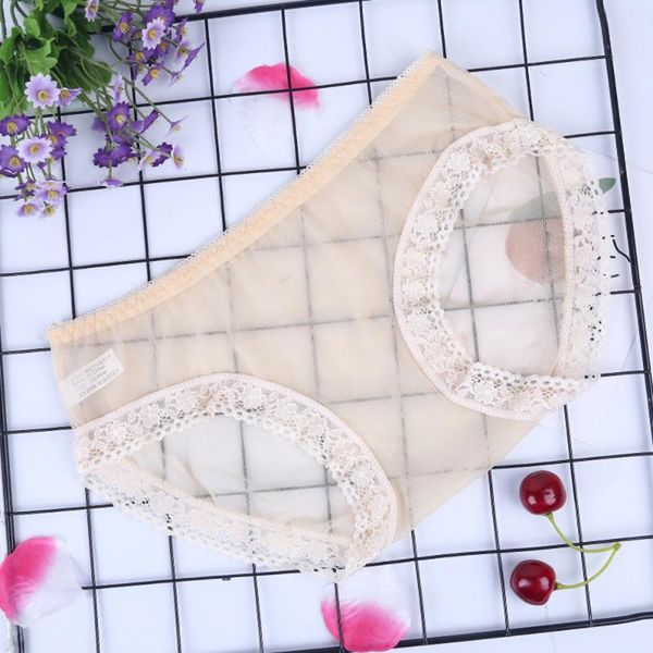 

women's panties women lace mesh sheer seamless transparent lingerie underwear briefs ladies graphene antibacterial large size transpare, Black;pink