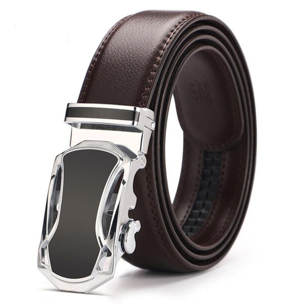 

belts men's brown belt cow leather brand fashion automatic buckle black genuine for men 3.4cm width, Black;brown