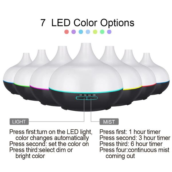 

humidifiers 550ml usb aroma diffuser air humidifier with 7 color changing led lights cool mist maker purifier for home