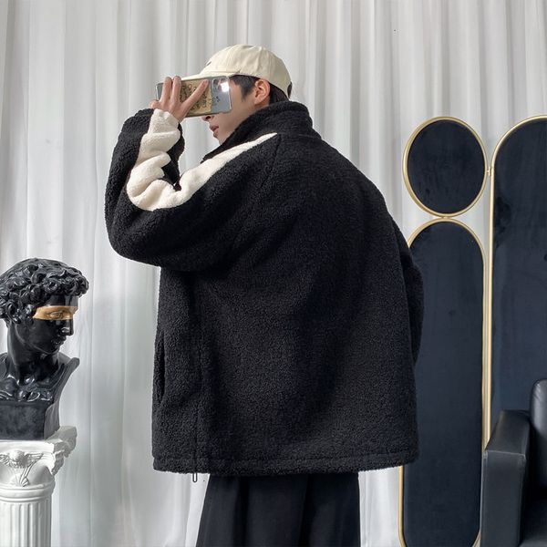 

2021 winter thick lamb wool jacket men's warm fashion retro casual hooded men wild short coat mens clothes m- yb53, Black