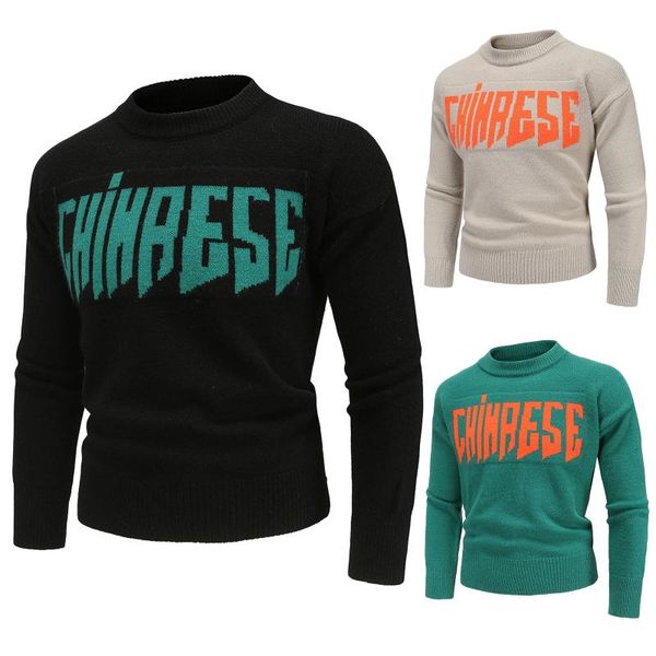 

men's sweaters 2021 fashion sweater for autumn and winter loose edition shoulder cuff head round neck letter blouse, White;black