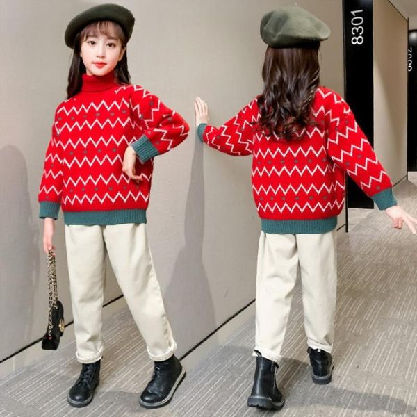 

pullover girl sweater kids babyÂ outwear Â 2021 casual fleece thicken warm winter autumn knitting cardigan children clothing, Blue