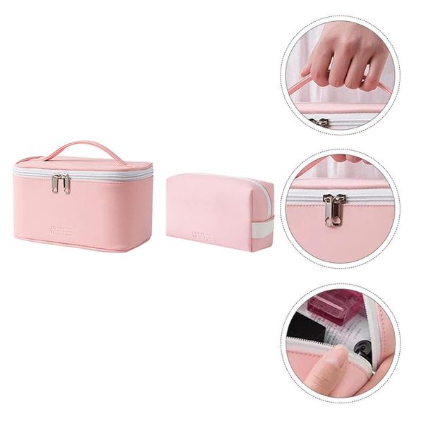 

storage boxes & bins 2pcs pu leather bag travel toiletry simple zipper