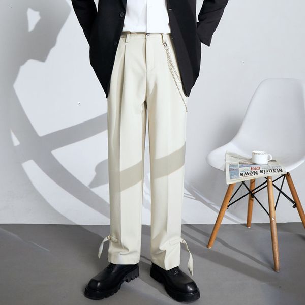 

2021 wide leg men's fashion solid color business casual suit men straight pants mens trousers m-2xl su1s, Black