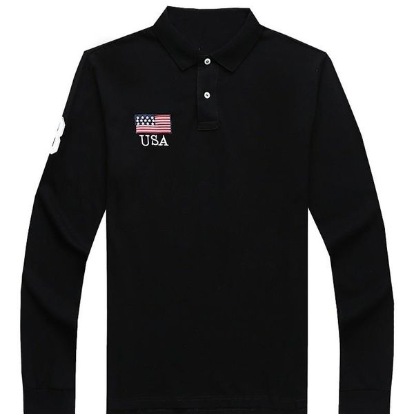

men's polos hombre men 100%cotton long sleeve casual big horse shirt camisa masculine homme fashion golf, White;black