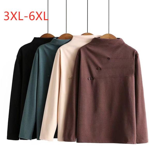 

plus size t-shirt large women's autumn and winter fashion simple leisure pullover four-color bottoming shirt, Black