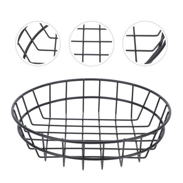 

dishes & plates 1pc delicate iron fruit basket storage holder snack (black)