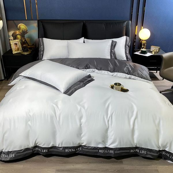 

bedding sets michiko letter wide edge washed silk embroidery four piece set