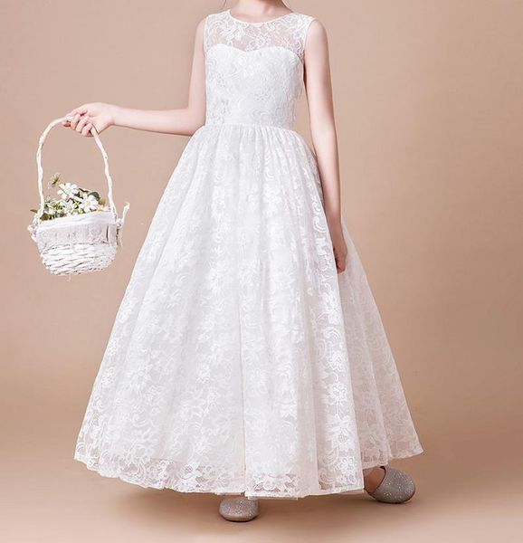 

girl's dresses girl white flower dress mother's wedding children's costume princess party lace back hollow long ta02, Red;yellow