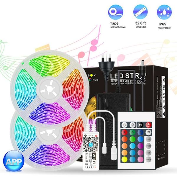 

10m smd rgb colorful led strip light wifi+remote control flexible tape ribbon lamp for tv deskbackground decor