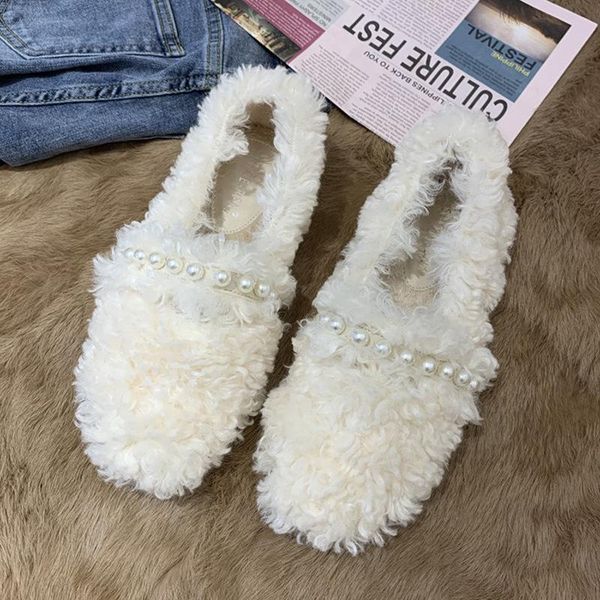 

slippers flat shoes female fur basic rubber shearling, Black