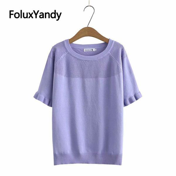 

women's t-shirt hollow out women 2021 summer tees plus size xxxl 4xl o neck ruffles short sleeve kkfy5487, White