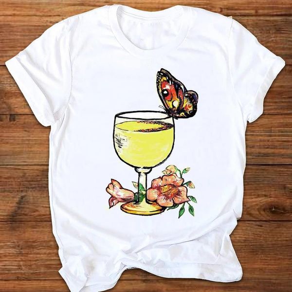 

women graphic butterfly floral watercolor animal 90s ladies printing print clothes lady tees female t shirt womens t-shirt, White