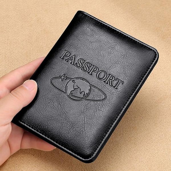 

card holders women men genuine leather business passport covers holder multifunction id bank gift for him, Brown;gray