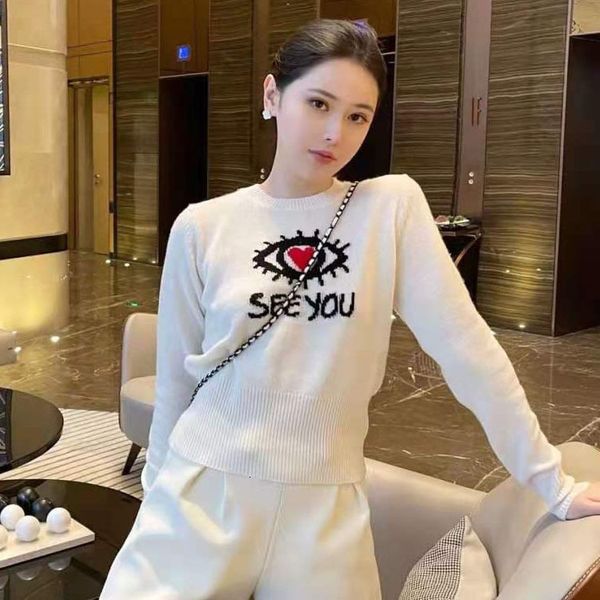 

jacket d family 21 spring and autumn pullover cashmere chest eye letter slim temperament small short sweater female, Black;brown