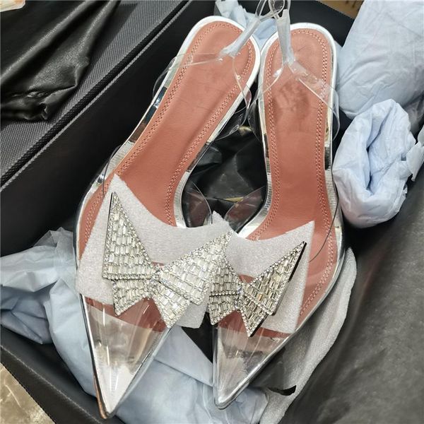 

pointed sandals women zapatillas mujer butterfly-knot high heels new transparentes ladies shoes summer shoes woman, Black