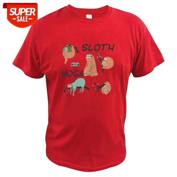 

sloth yoga t shirt funny tshirt eu size 100% cotton camiseta breathable tee #s78s, White;black