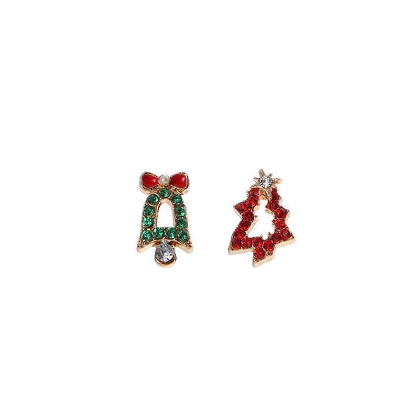 

charms ear stud clip rings japanese jewelry star antler asymmetric elk bell christmas tree women's fashion, Golden