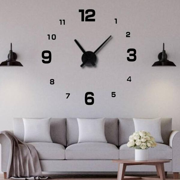 

wall clocks 27/37/47inch affordable diy mirror effect home decoration stickers brief style still life quartz living room clock