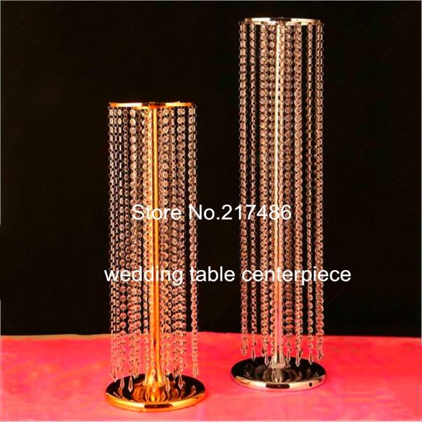 

party decoration silver/gold acrylic pillar round crystal votive candle holders