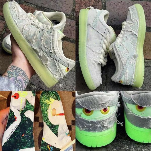 

2021 sb low halloween gift lighted running shoes mummy beige fashion men women trainers luminous sneakers dm0774-111