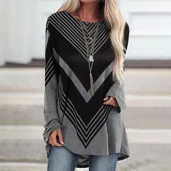 

women's long shirts stripe print o neck long sleeve pullover blouses casual loose harajuku print tunics blusas b19, White