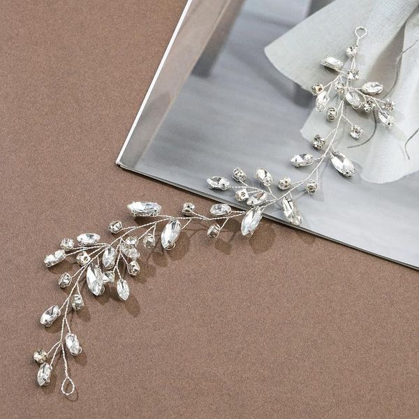 

hair clips & barrettes wedding boho headband for women girls handmade rhinestone and leaf bride headpiece vines clip accessories ea, Golden;silver