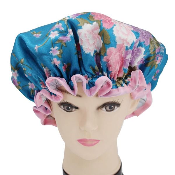 

shower caps polyester satin fabric double layer 15 items avaiable