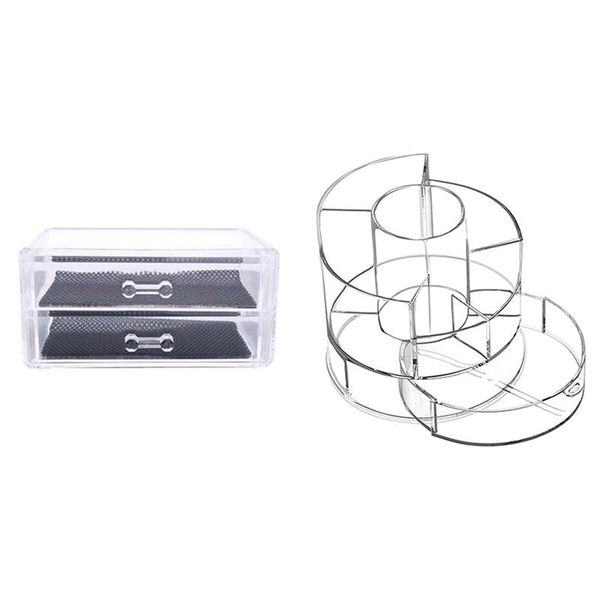 

storage boxes & bins 2pcs transparent drawers makeup organizer lipstick holder with clear organizer,cosmetic unit