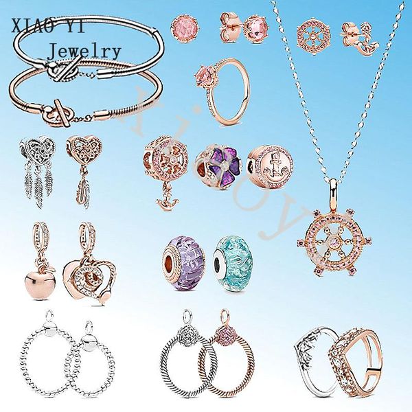 

other 2021 s925 autumn love sailing ship rudder anchor o ring necklace bean purple flower t-bracelet dream charm