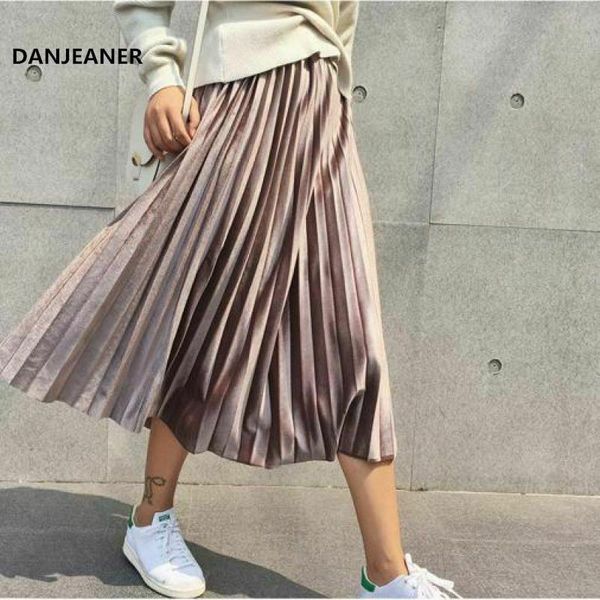 

skirts women long metallic silver maxi pleated skirt midi casual party, Black