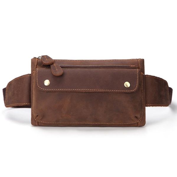 

waist bags quality leather casual belt bag for men fashion cowhide chest pack phone pouch male