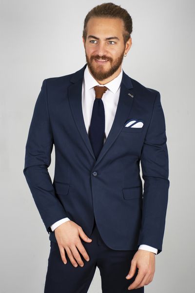 

navy blue men 's luxury blazer coat suit jacket tight-fitting mould single button double slash four seasons party business 7dzh, White;black