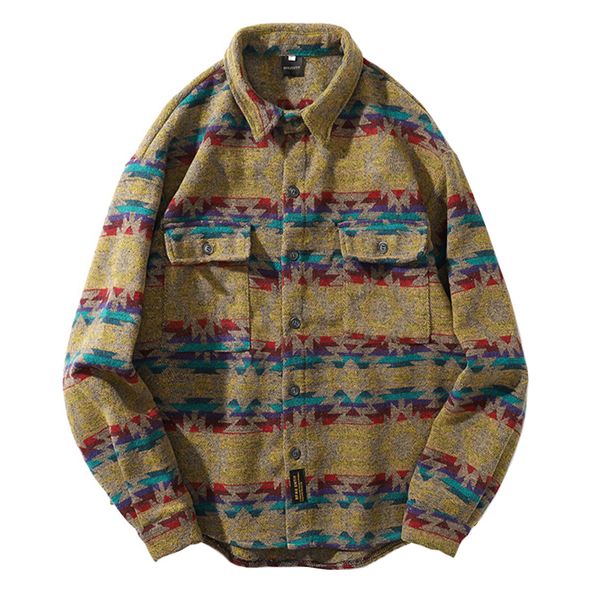 

2021 new upper arrival of fashion brand clothes fall and winter national style oversize man jacket casual shirts male plaid shirt fnm5, Black;brown