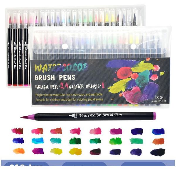 

watercolor brush pen markery manga copic markers 20/24/48/72 colored art markers sketchbooks for drawing stationery jllxrw