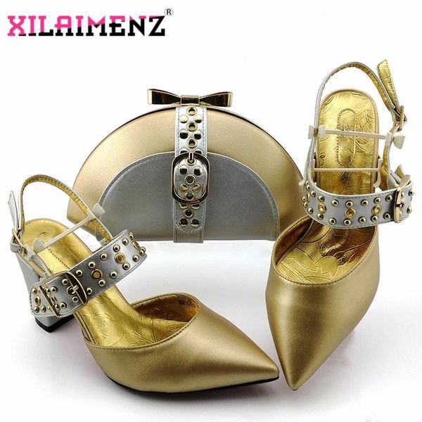 

dress shoes latest 2021 nigerian design italian and bag set pointed toe african royal paty matching in golden color, Black