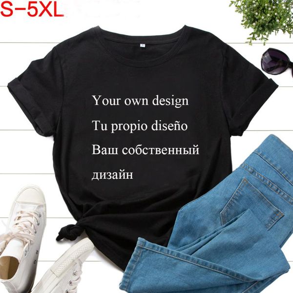 

women's t-shirt custom cotton t shirts design your own graphic tees personalized picture short sleeves shirt diy clothing for women gir, White