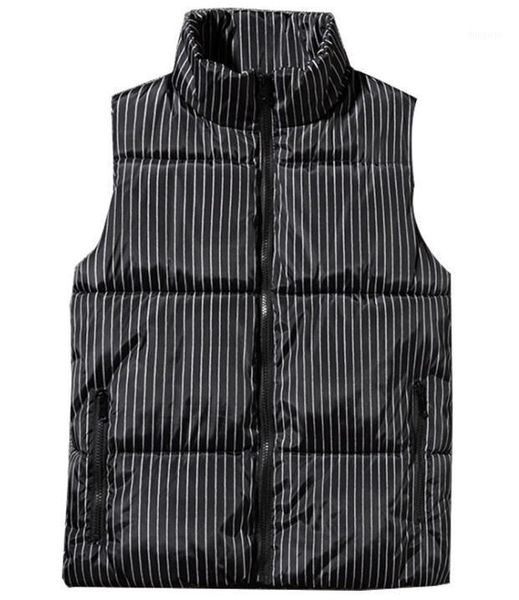 

men's vests men striped cotton winter vest for, Black;white