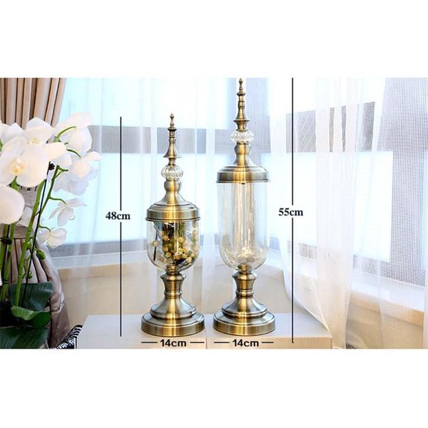 

2021 european retro glass vase modern table creative home decorative artificial flower bottle gold metal alloy for wedding 9253