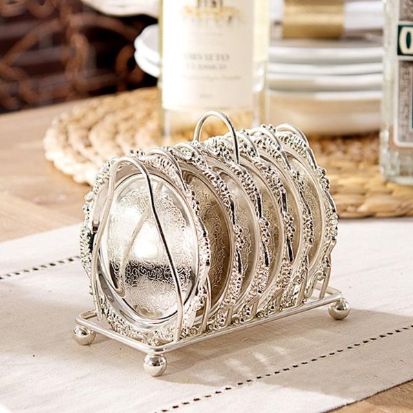 

dinnerware sets metal cup mug/glass mat/dessert plate 6pcs/set gold silver decoration european style
