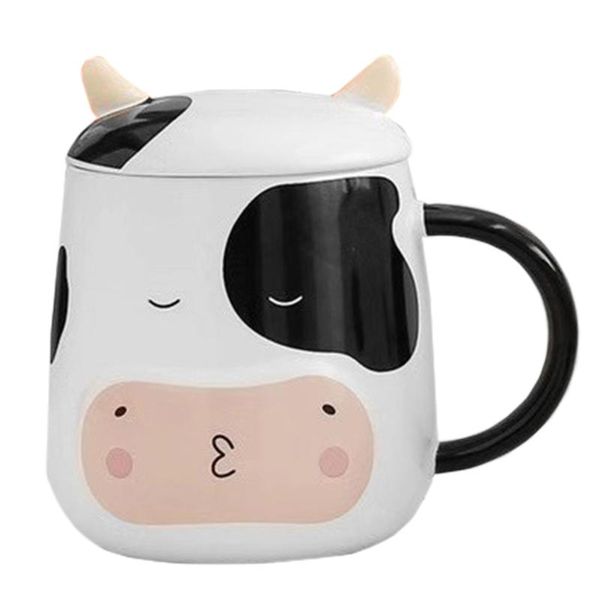 

mugs 450ml ceramic cow coffee mug tea cup with lid and spoon for home office