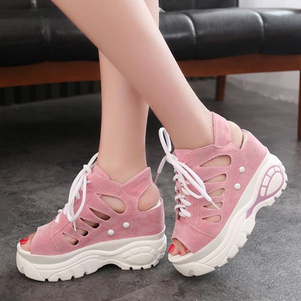 

women cut out thick bottom sandals new 2021 summer casual wedges platform chunky sandalias ladies open toe zapatos mujer, Black