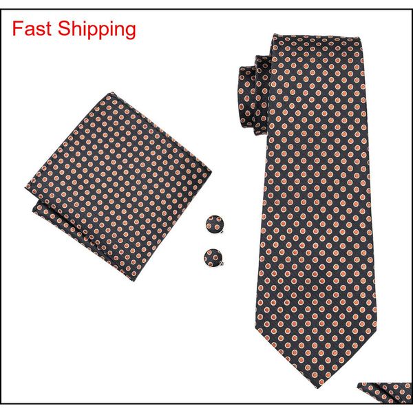 

classic silk men ties brown mens neckties dot tie sets tie hankerchief cufflinks jacquard woven meeting business w qylwuz mj_fashion, Black;blue
